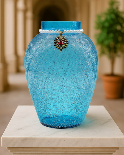 Crackle Flower Pot with Brooch Neck