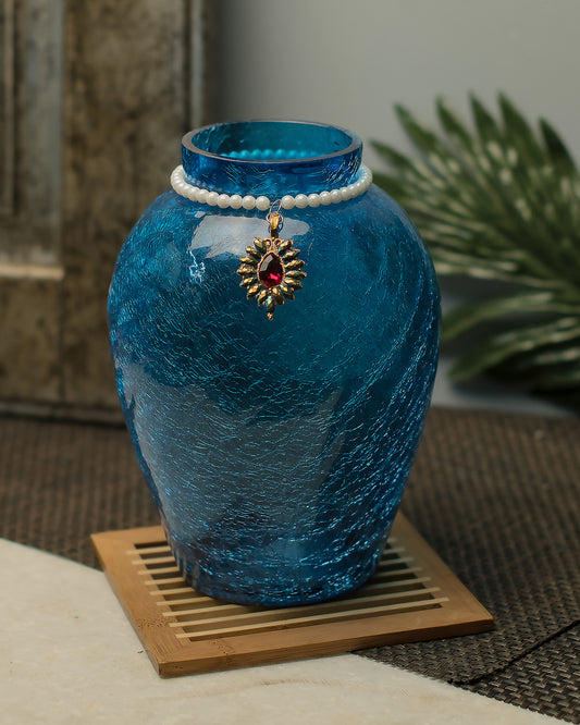 Crackle Flower Pot with Brooch Neck