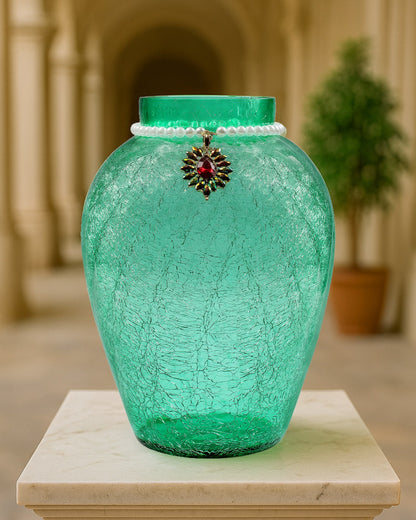 Crackle Flower Pot with Brooch Neck