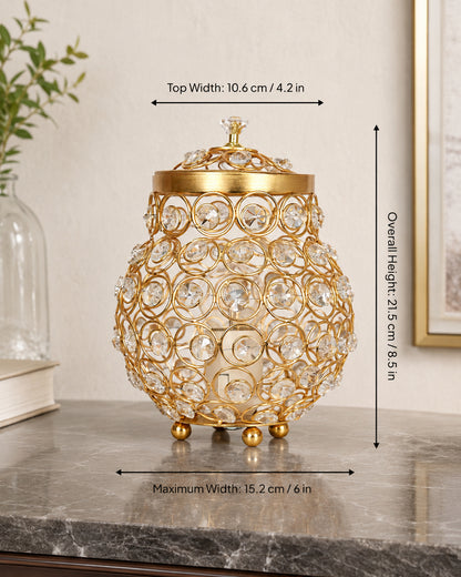 Homesake® Cauldron of Light, 192 Golden Crystal lamp, Decorative Table lamp, Elegant Ambient Lighting for Luxurious Home Décor
