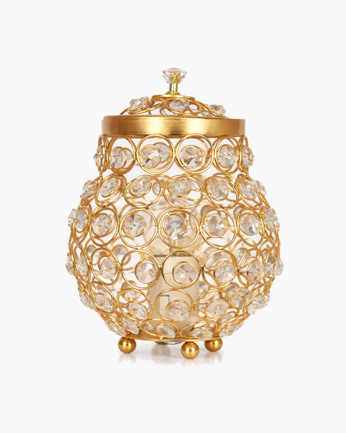 Homesake® Cauldron of Light, 192 Golden Crystal lamp, Decorative Table lamp, Elegant Ambient Lighting for Luxurious Home Décor