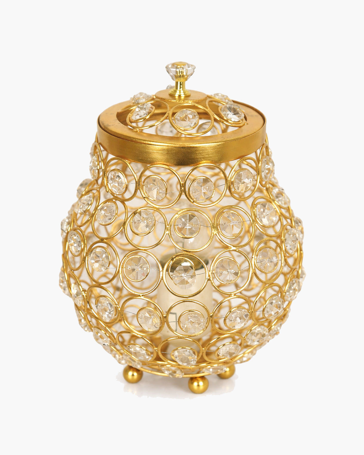 Homesake® Cauldron of Light, 192 Golden Crystal lamp, Decorative Table lamp, Elegant Ambient Lighting for Luxurious Home Décor