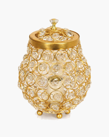 Homesake® Cauldron of Light, 192 Golden Crystal lamp, Decorative Table lamp, Elegant Ambient Lighting for Luxurious Home Décor