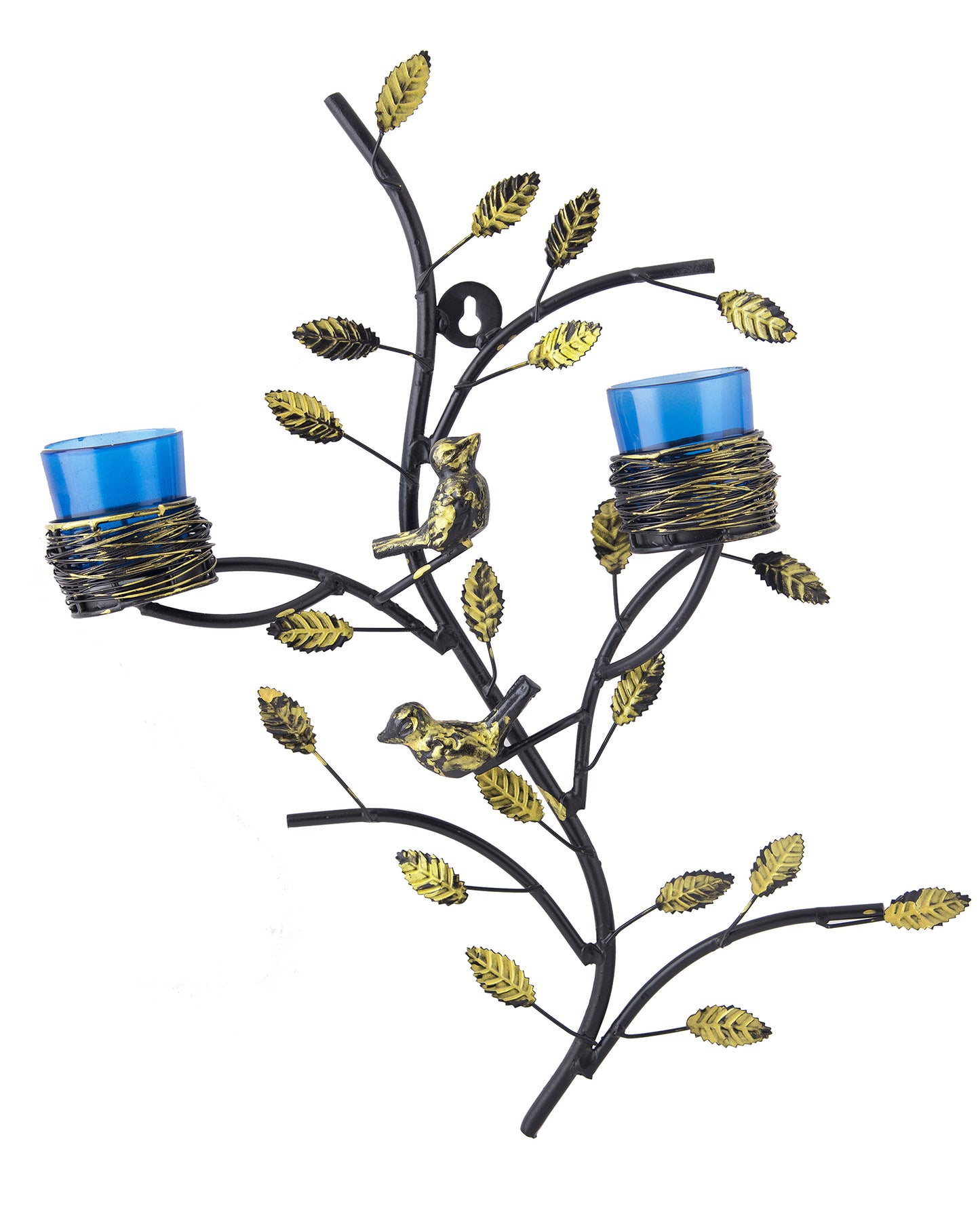 Tree with Bird Nest Votive Stand Blue, Wall Candle holder and Tealight candles