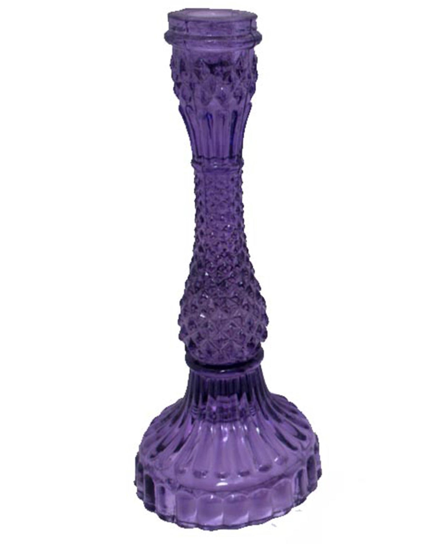 Solid Glass candle Stand Carved  (Set of 2)