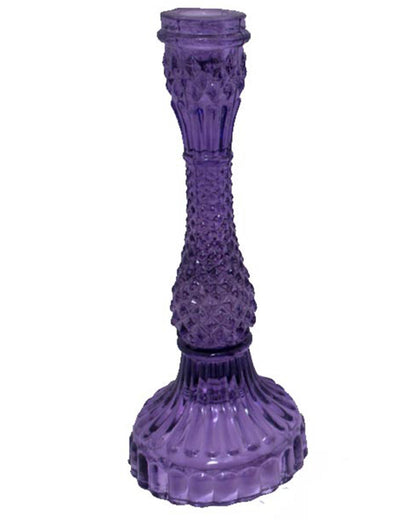 Solid Glass candle Stand Carved  (Set of 2)