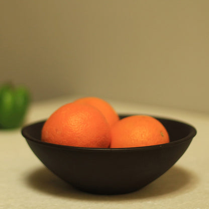 Homesake® Chocolate Wood Bowl Flat- Small | Minimalist Modern Center Table & Dining Table Accent | Stylish Fruit Bowl for Living Room & Kitchen