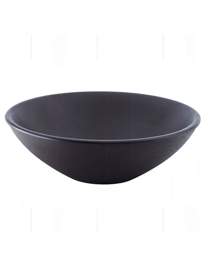Homesake® Chocolate Wood Bowl Flat- Small | Minimalist Modern Center Table & Dining Table Accent | Stylish Fruit Bowl for Living Room & Kitchen