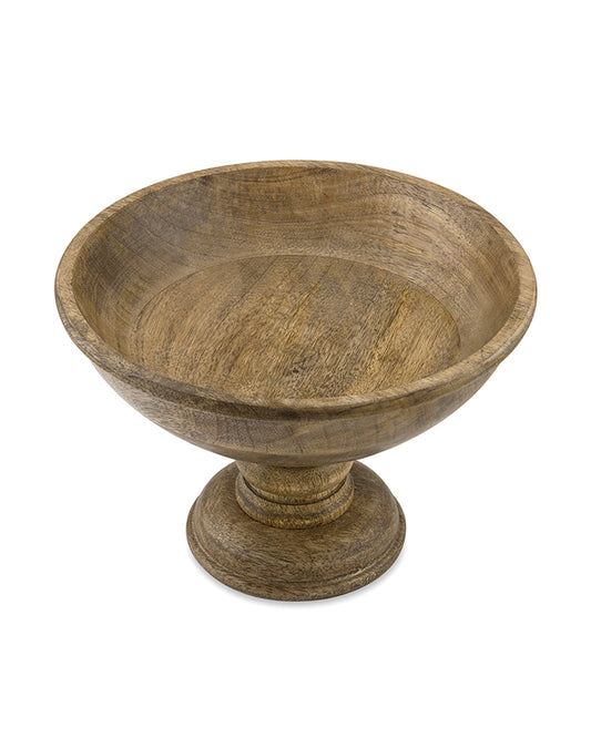 Homesake® Vintage Wood Bowl with Stand-Natural Small 8", Solid Wood Decorative Fruit & Center Table Bowl