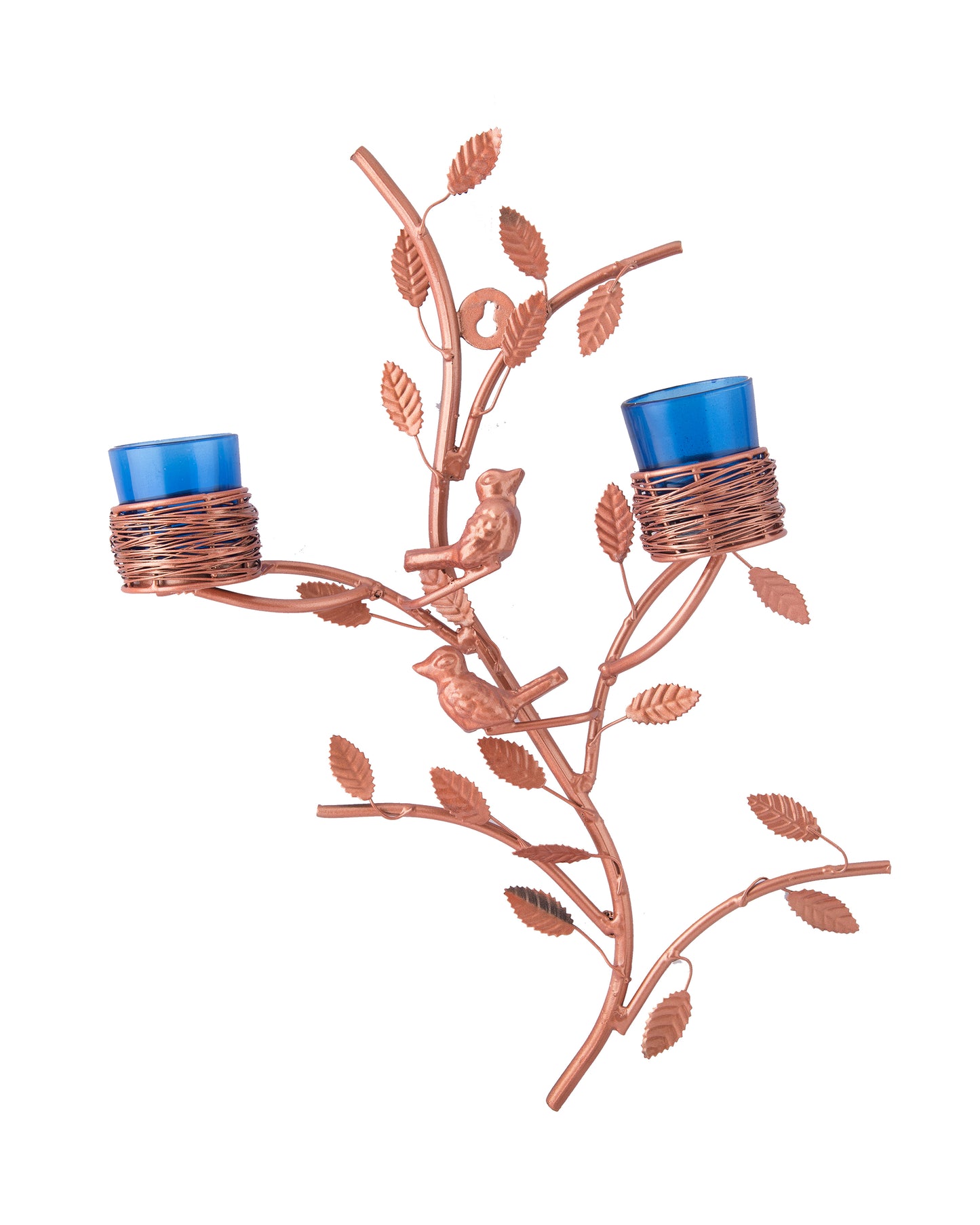 Copper Tree with Bird Nest Votive Stand , Wall Candle Holder and Tealight Candles, Rose Gold