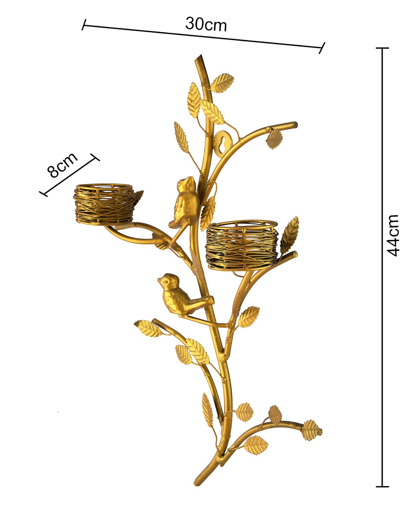 Golden Tree with Bird Nest Votive Stand Green, Wall Candle Holder and Tealight Candles