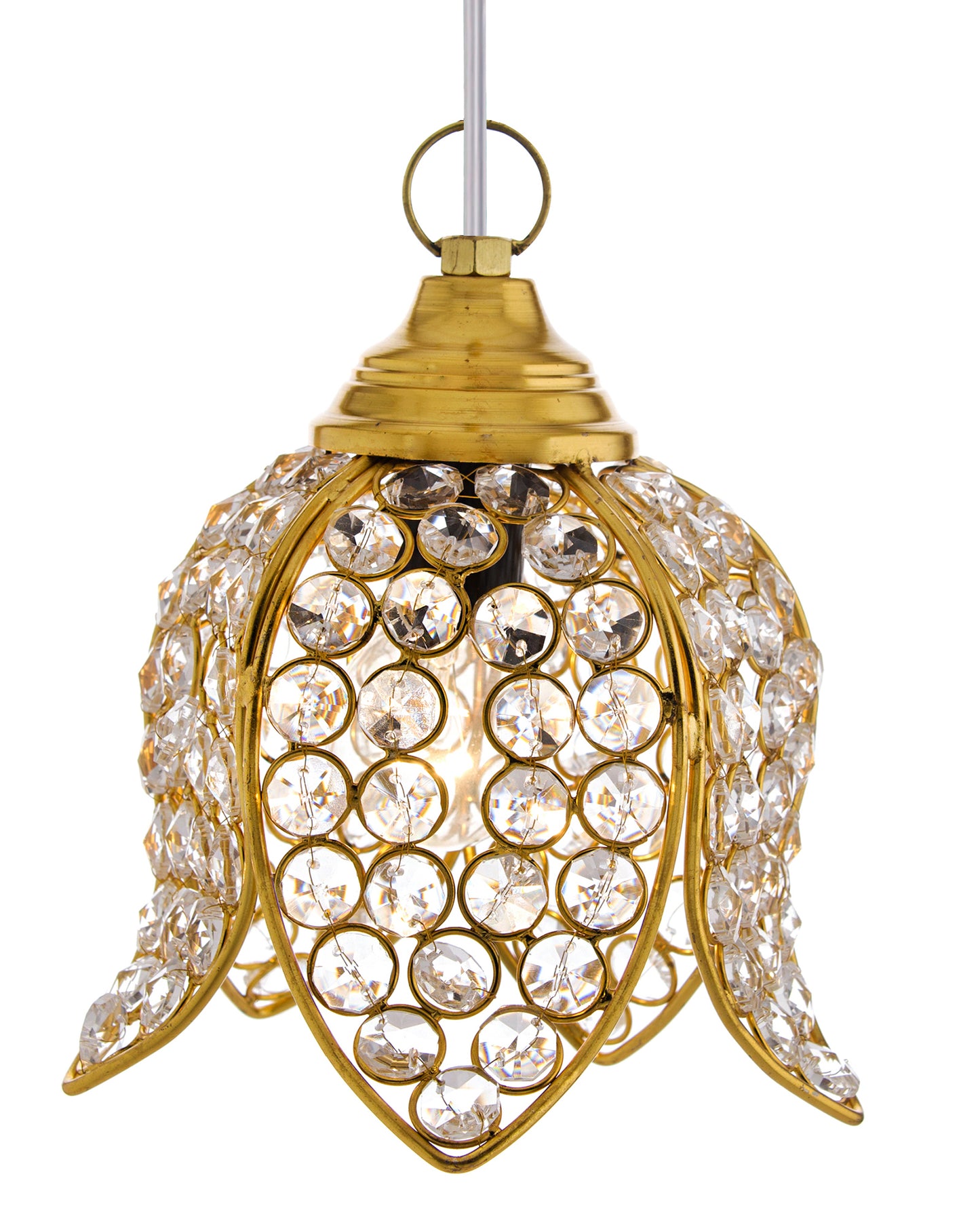 Crystal Pendant Light | Modern LED Ceiling Fixture | Chandelier Style | Warm White | Stylish Interior Lighting | Living Room, Bedroom, Dining Room Light | Contemporary Home Decor (Golden)