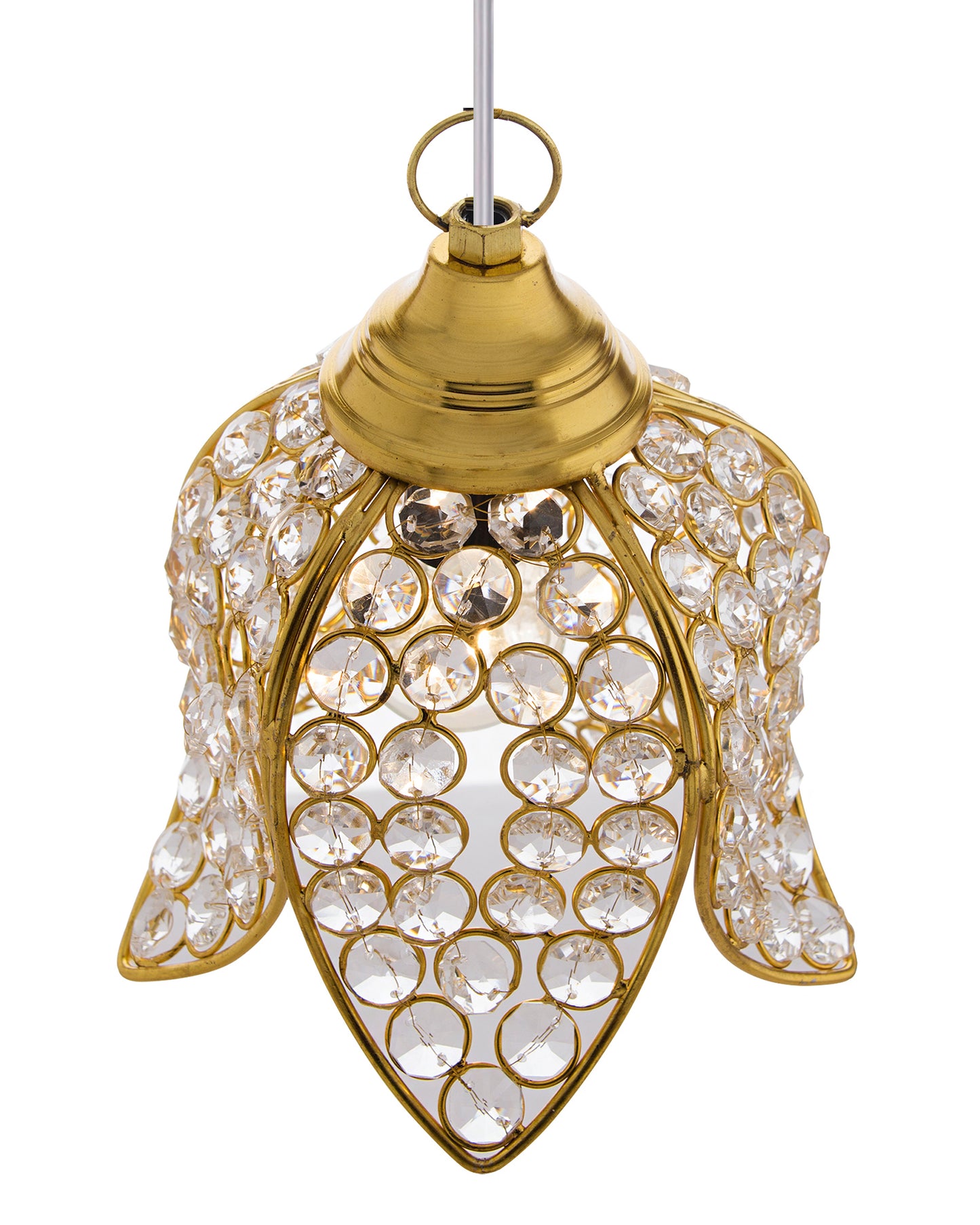 Crystal Pendant Light | Modern LED Ceiling Fixture | Chandelier Style | Warm White | Stylish Interior Lighting | Living Room, Bedroom, Dining Room Light | Contemporary Home Decor (Golden)