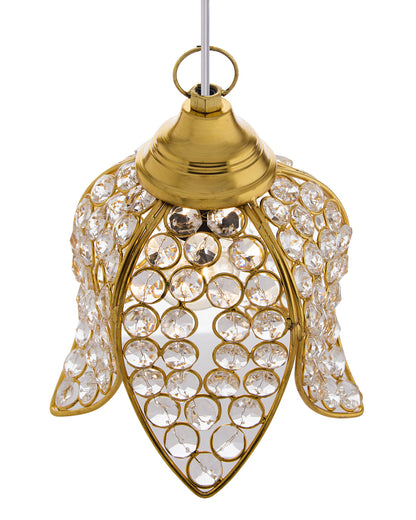 Crystal Pendant Light | Modern LED Ceiling Fixture | Chandelier Style | Warm White | Stylish Interior Lighting | Living Room, Bedroom, Dining Room Light | Contemporary Home Decor (Golden)