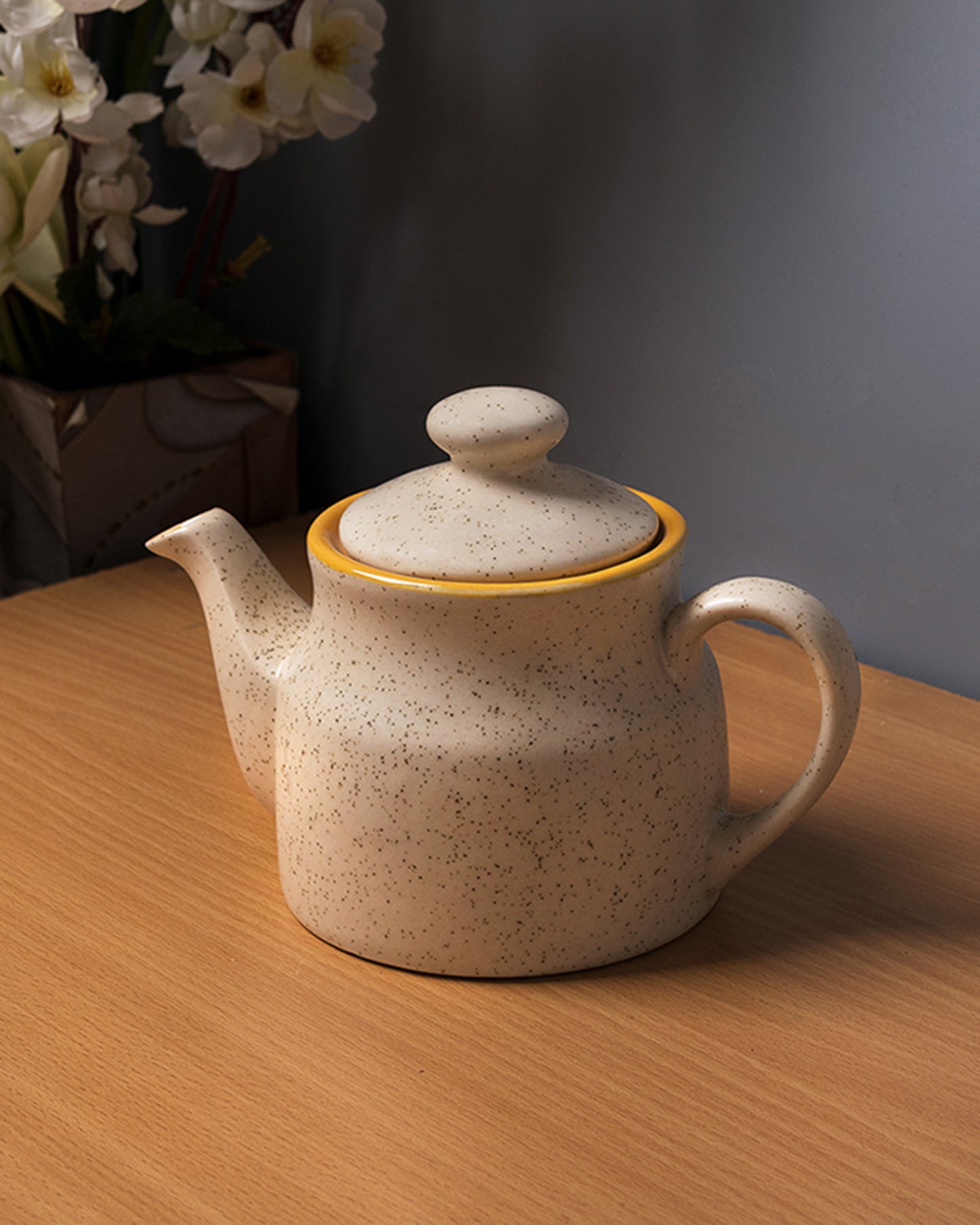Ceramic Tea Pot, with matt marble finish