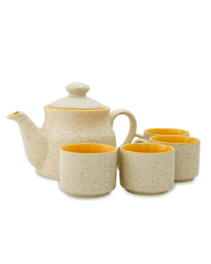 Ceramic Tea Pot and cups set, with matt marble finish