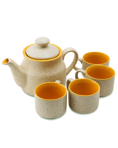 Ceramic Tea Pot and cups set, with matt marble finish