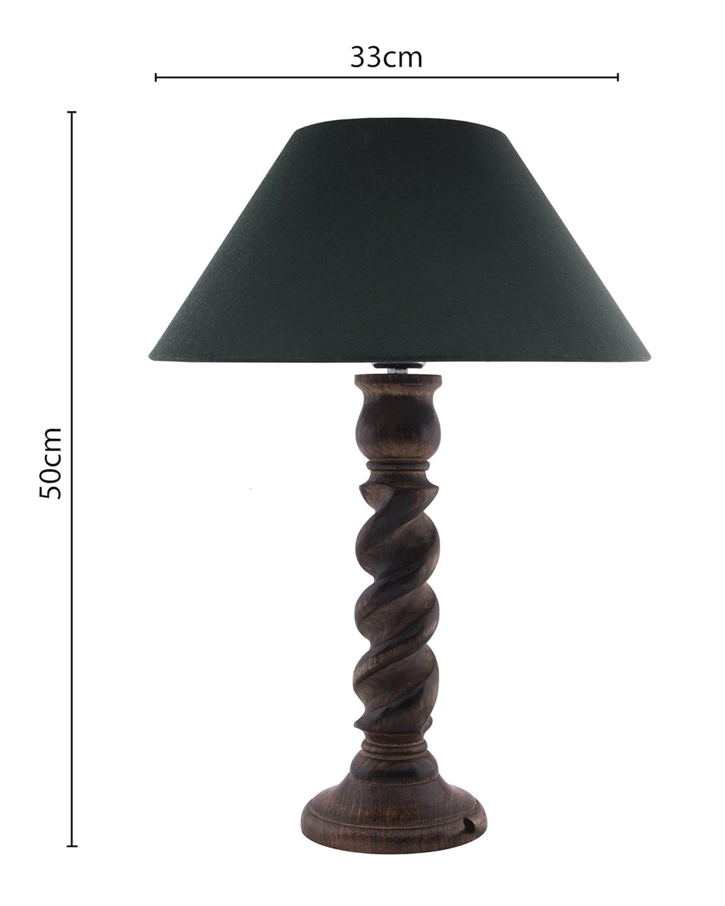 Classic Black Twister Table Lamp With Green Shade