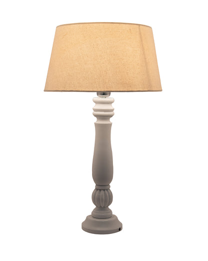 Classic Victorian White Wood Table Lamp With Shade