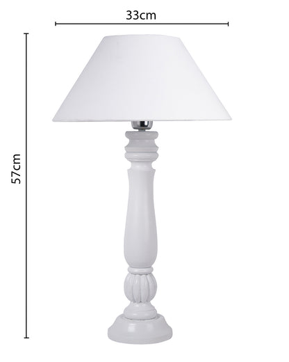 Classic Victorian White Wood Table Lamp With Shade