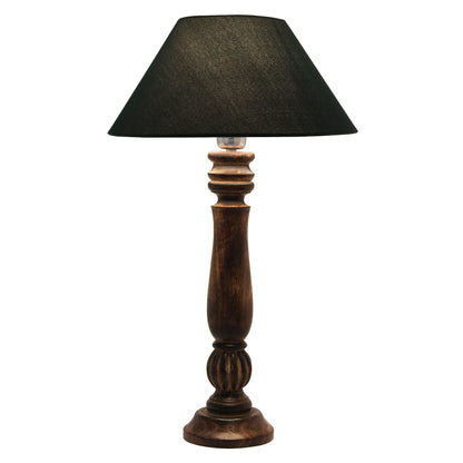 Homesake® Classic Victorian Black Wood Table Lamp with Shade for Home Decor, Living Room, Bedroom, Festive Decor
