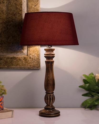 Homesake® Classic Victorian Black Wood Table Lamp with Shade for Home Decor, Living Room, Bedroom, Festive Decor