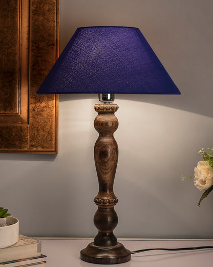 Classic Victorian Black Wood Table Lamp With Shade
