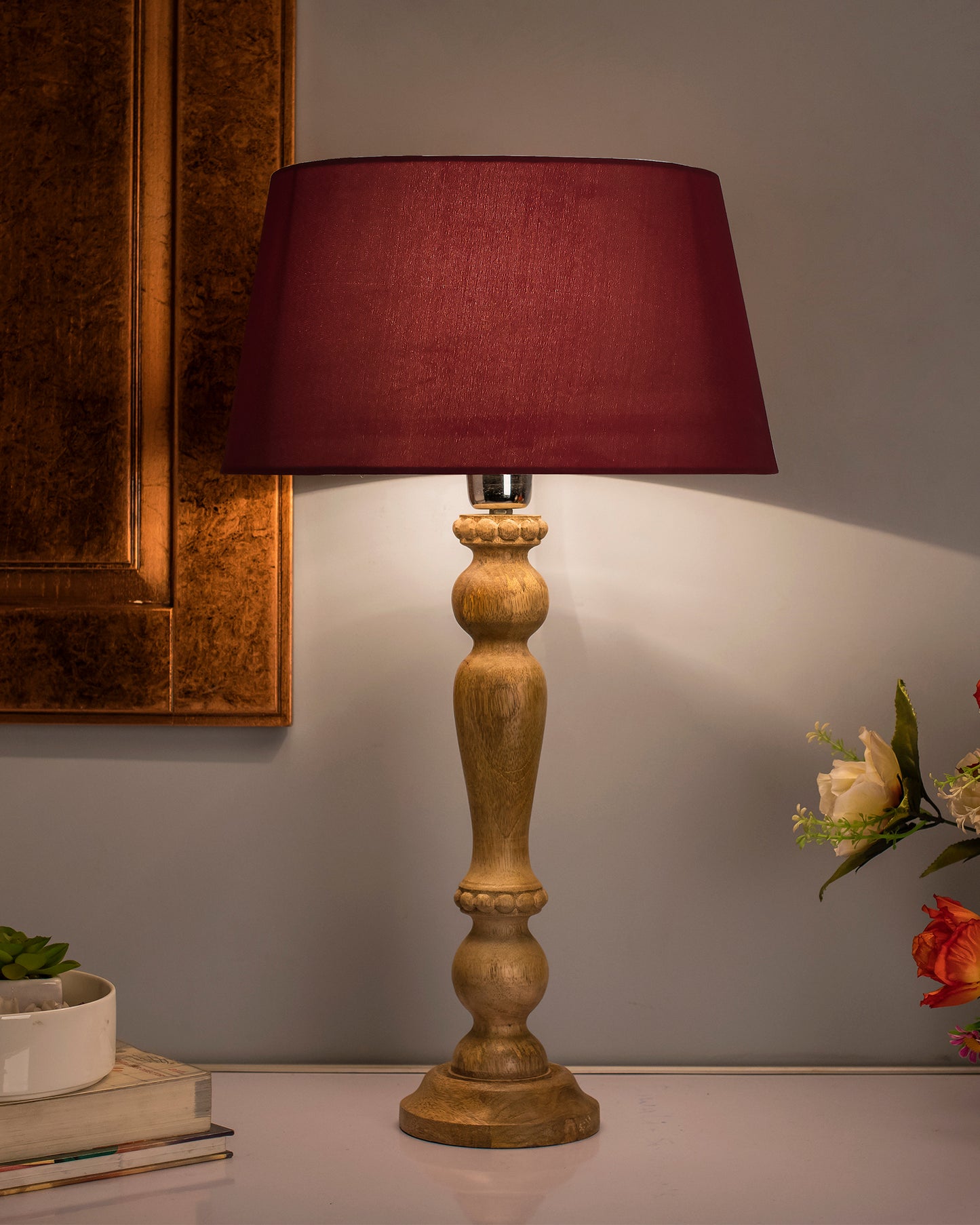 Eureka Polka Natural Wood Table Lamp With Shade