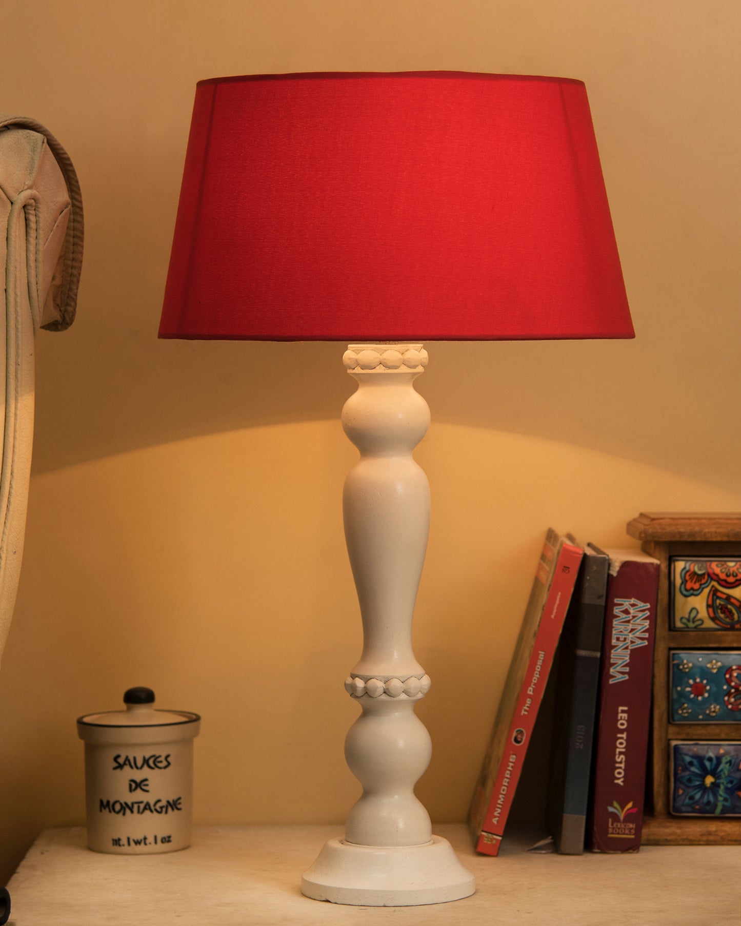 Eureka Polka White Wood Table Lamp With Shade