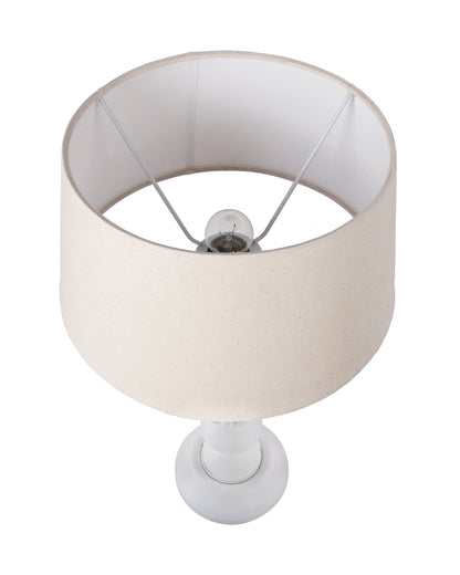 Eureka Polka White Wood Table Lamp With Shade