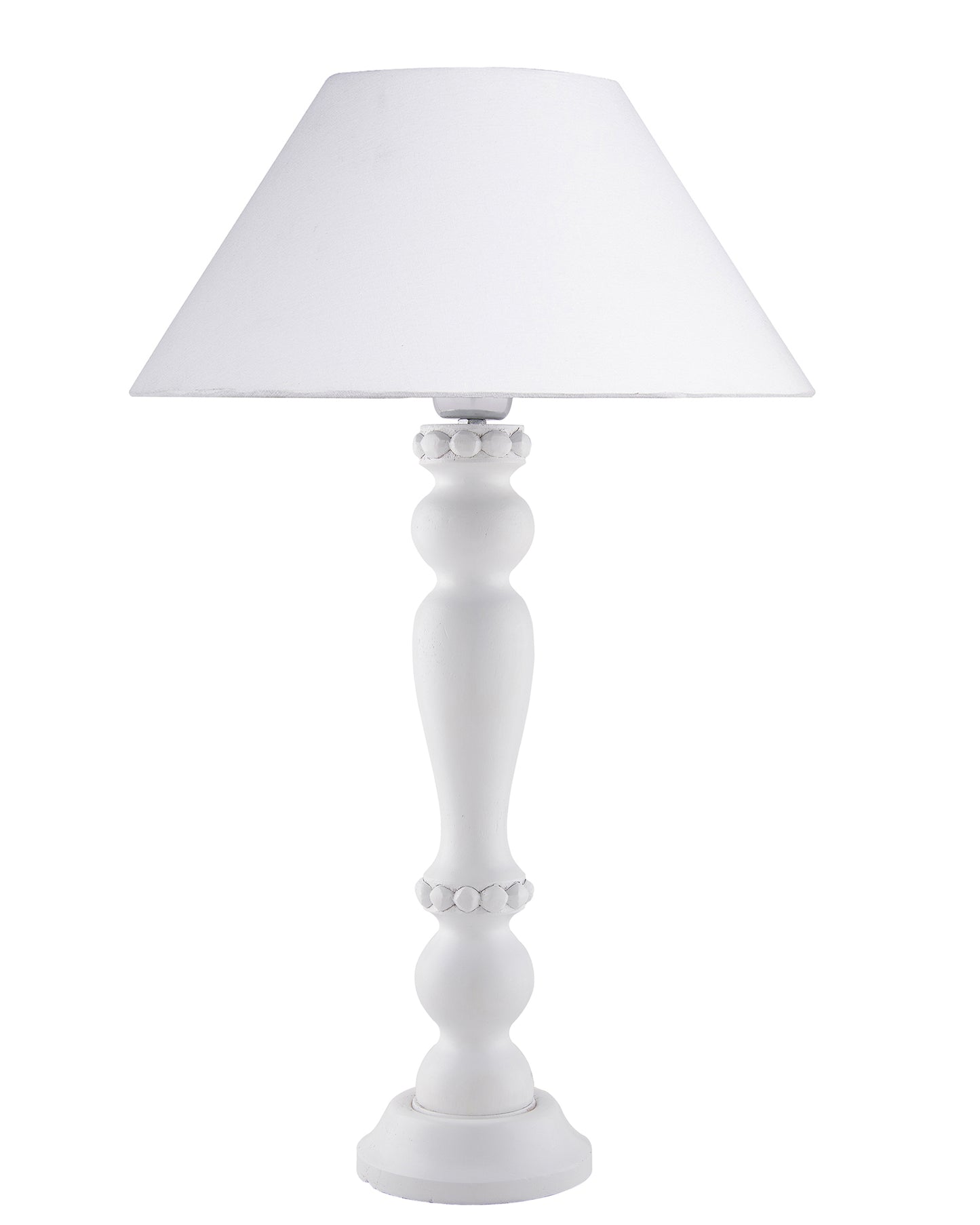 Eureka Polka White Wood Table Lamp With Shade