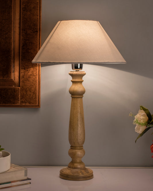 Mabel Rustic Wood Table Lamp With Shade