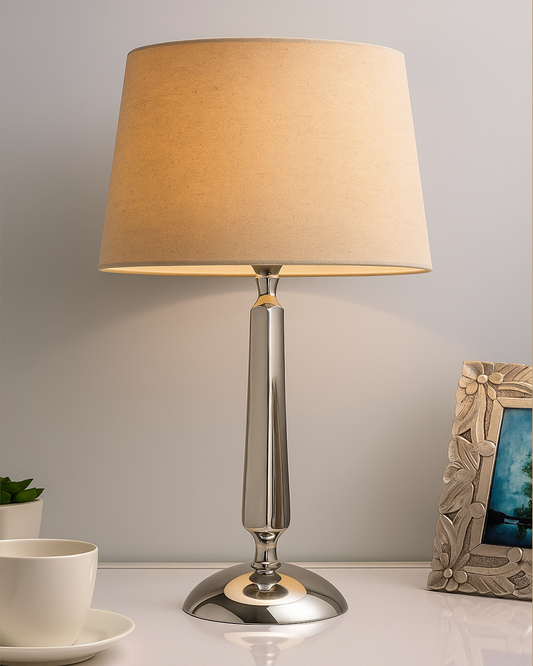 Classic Cubist Chrome Lamp With Shade