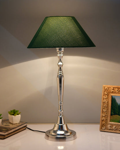 Imperial nickel brushed lamp with shade
