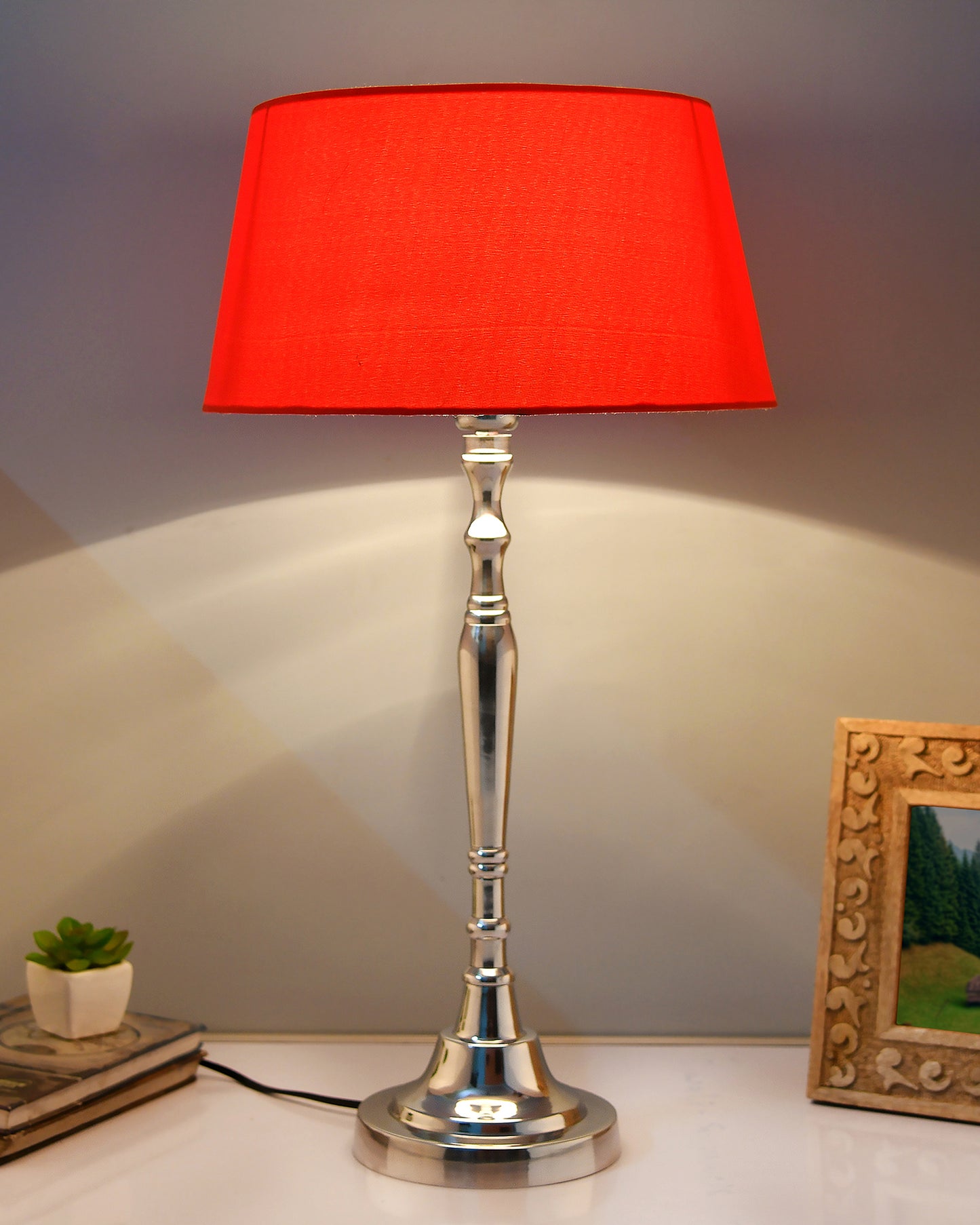Imperial nickel brushed lamp with shade
