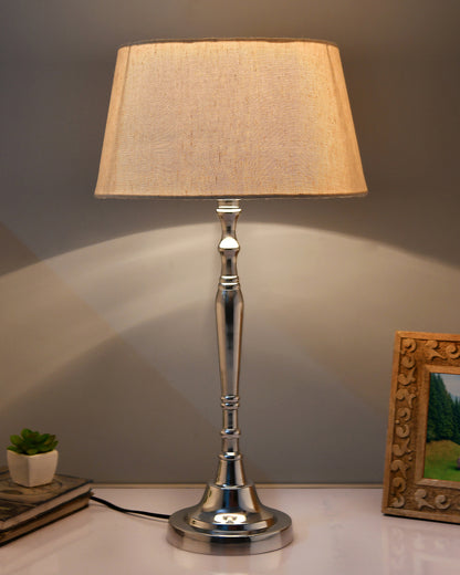 Imperial nickel brushed lamp with shade