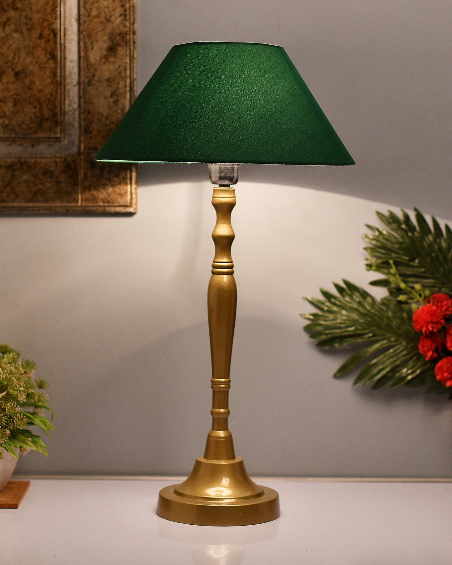 Imperial gold brushed lamp with shade