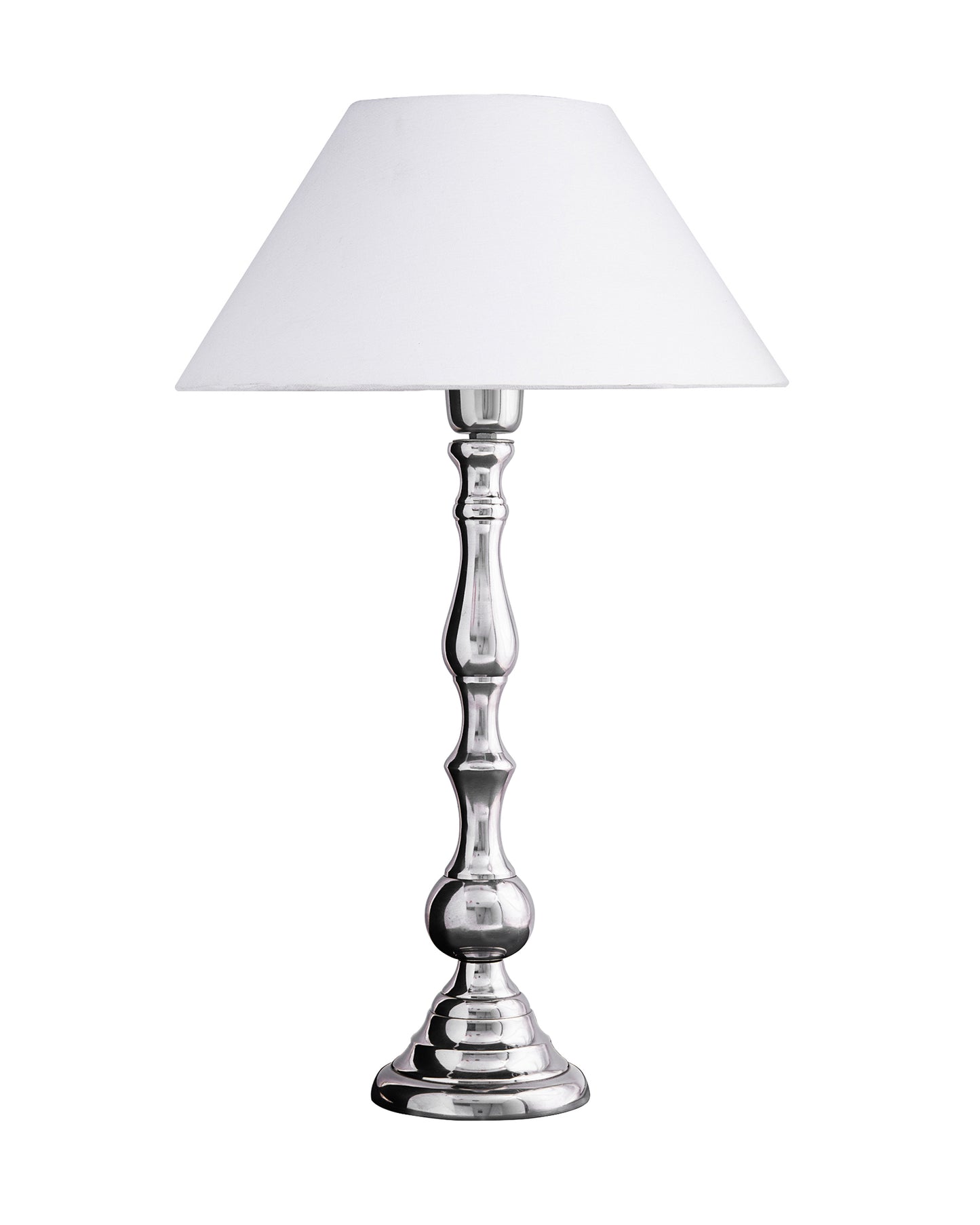 Teardrop chrome lamp with shade