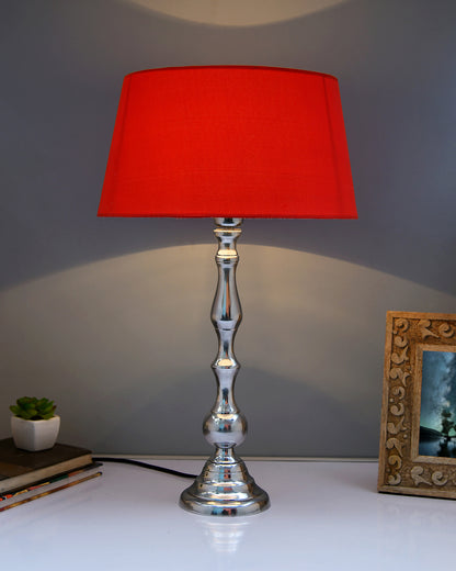 Teardrop chrome lamp with shade