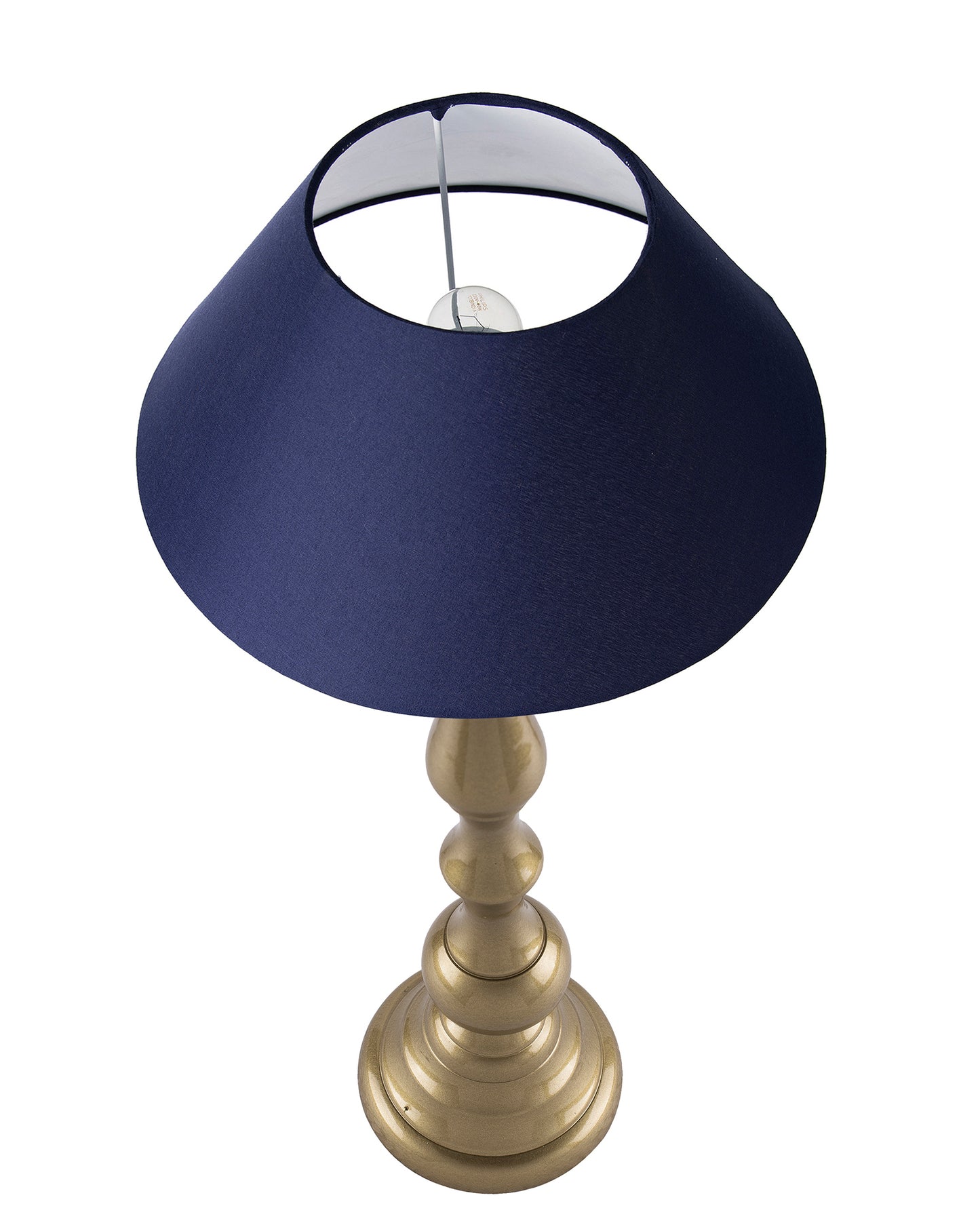 Teardrop gold brushed lamp with shade