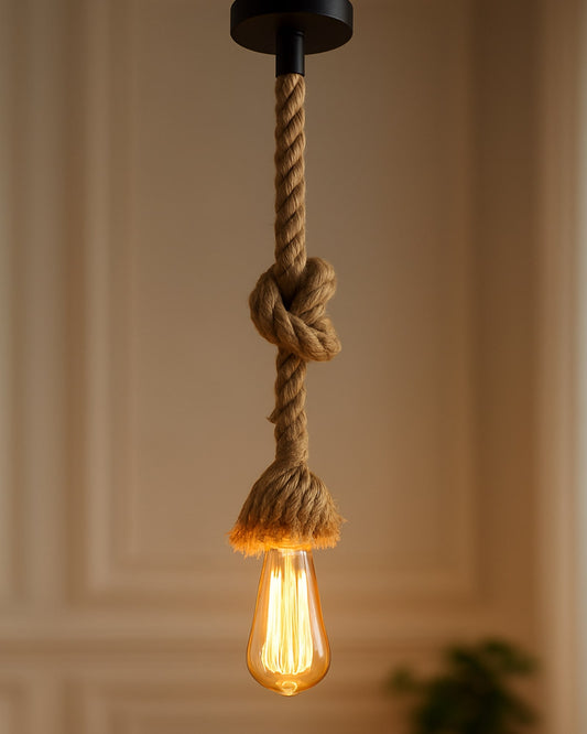 Edison lamp Rustic Rope hanging/pendant E27 Holder, Decorative, Hanging Light Vintage Retro Ceiling Light, Beige color. 1.2 Meter