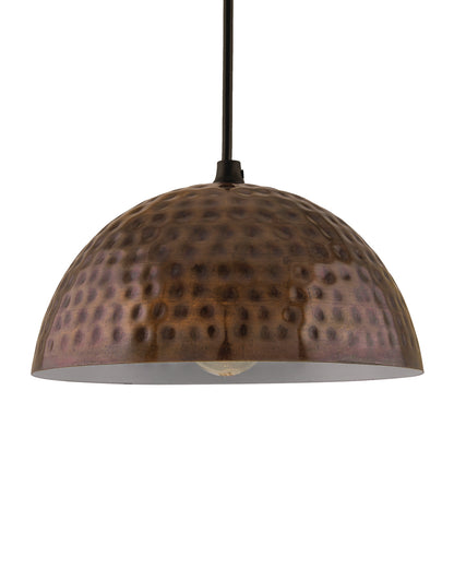 Antique copper hammered pendant, hanging lamp, 10"