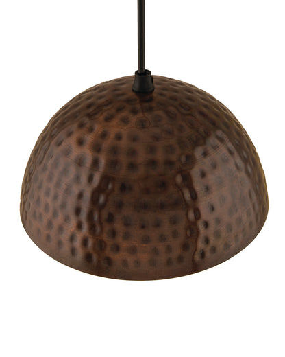 Antique copper hammered pendant, hanging lamp, 10"