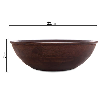 Wooden bowl flat small, Walnut finish, fruit & snack serving bowl