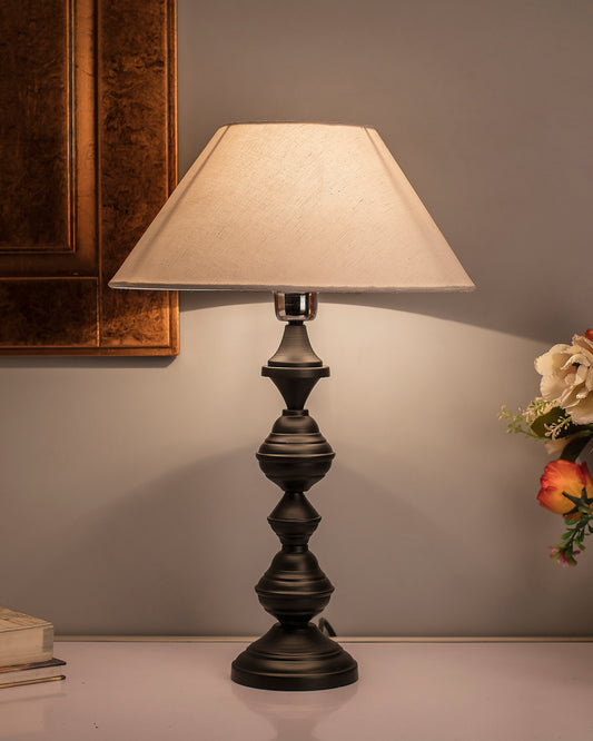 Nordic waterdrop matt black table lamp with shade