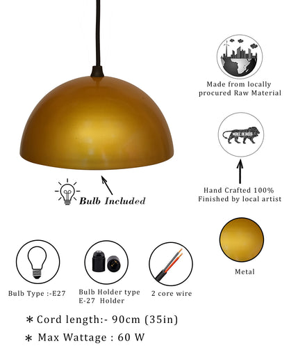 Metallic Pendant hanging light, hanging lamp 8"