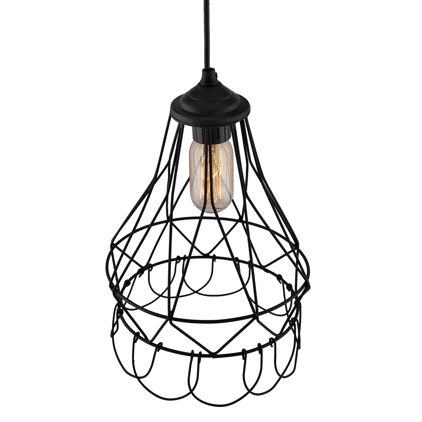 Hanging Black Steel Diamond Pendant, foldable bottom