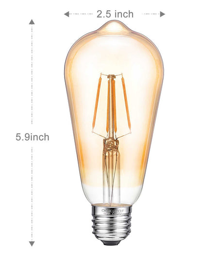 ST64 Pear Shape Filament LED Bulb, 4 Watt, Industrial Decorative Vintage Light Lamp