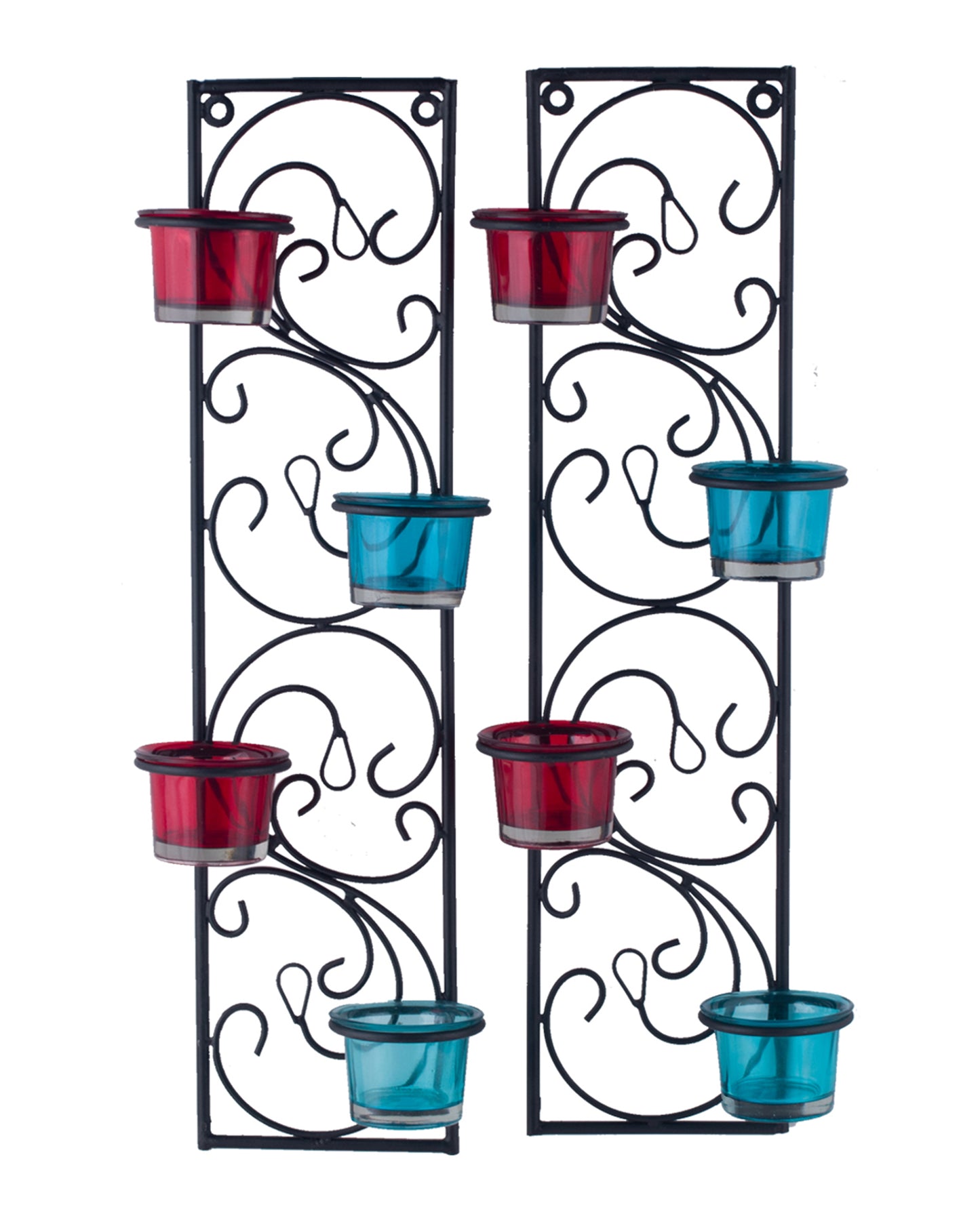 Wall Hanging Twisted Petals Tea Light Candle Diya Holders, Set of 2,Candle holder