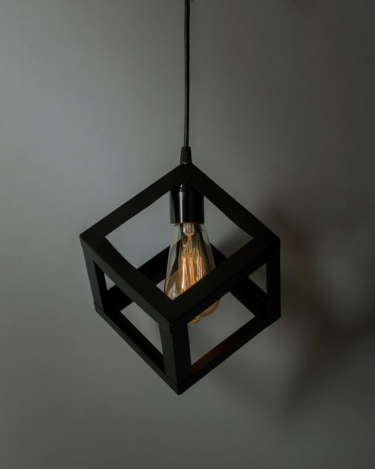 Edison Filament Hanging Cube 6", E27 Holder, Decorative, Black, URBAN Retro, nordic style